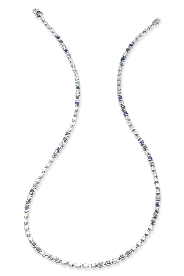Inlaid Cadence Link Necklace, Main, color, SILVER/ MULTI