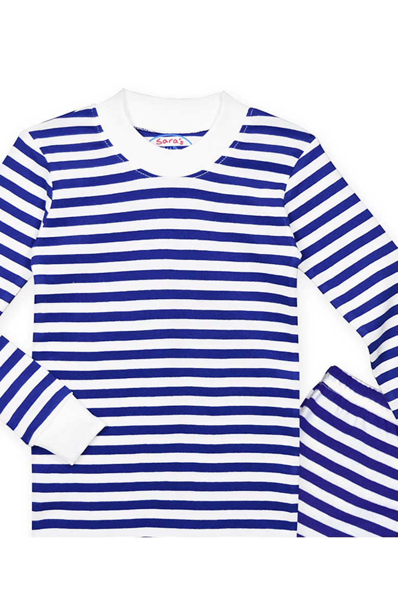 Organic Cotton Long John PJ 2-Piece Set, Alternate, color, Blue White Stripe