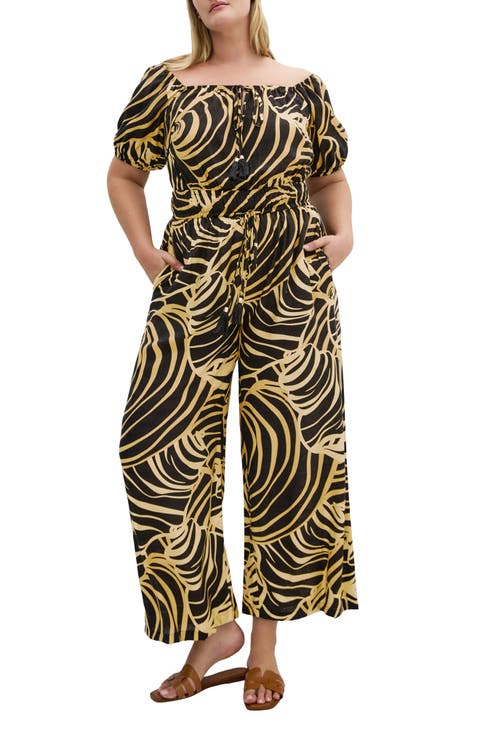 Erica Swirl Off the Shoulder Jumpsuit (Plus)