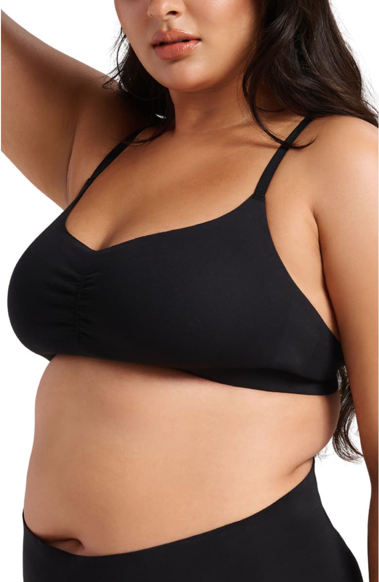 Siella Organic Cotton No-Show V-Scoop Bra, Alternate, color, Black