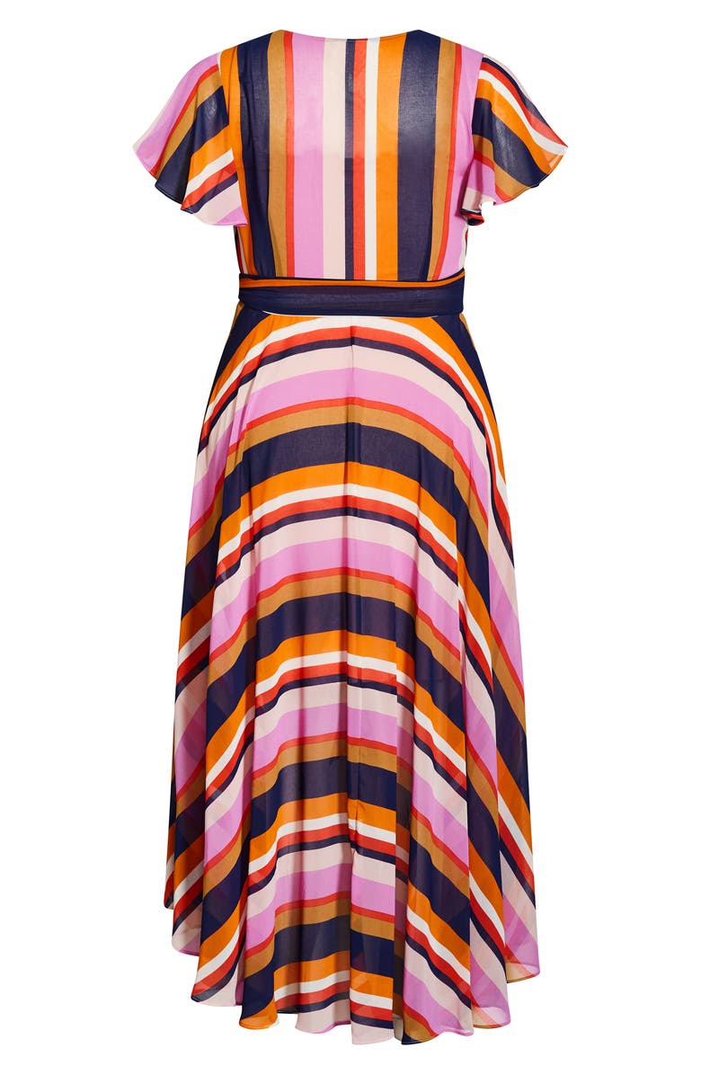 City Chic Gelato Stripe Maxi Wrap Dress, Alternate, color,
