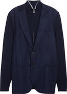 Eleventy Mixed Media Wool Blazer with Removable Bib