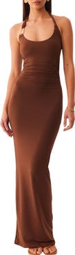 SNDYS Ash Hardware Detail Halter Maxi Dress