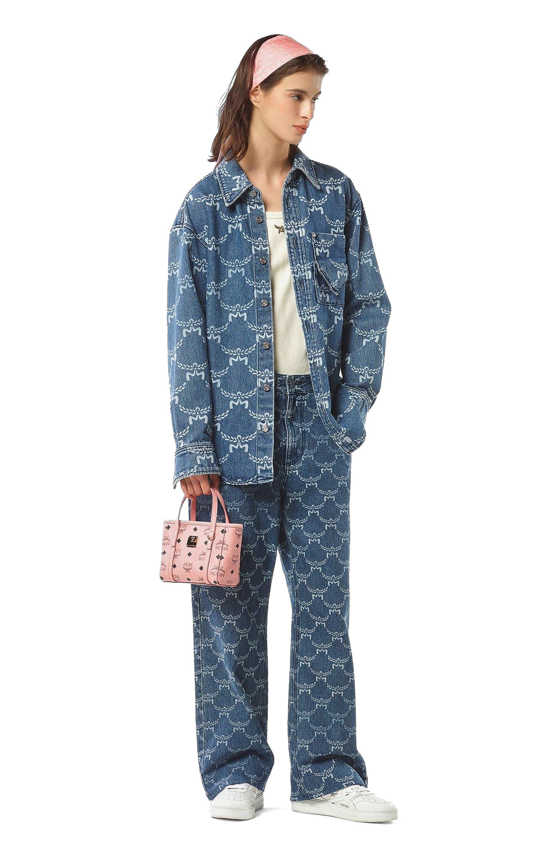 MCM X-Mini Toni Top-Zip Shopper in Visetos, Alternate, color, Pink