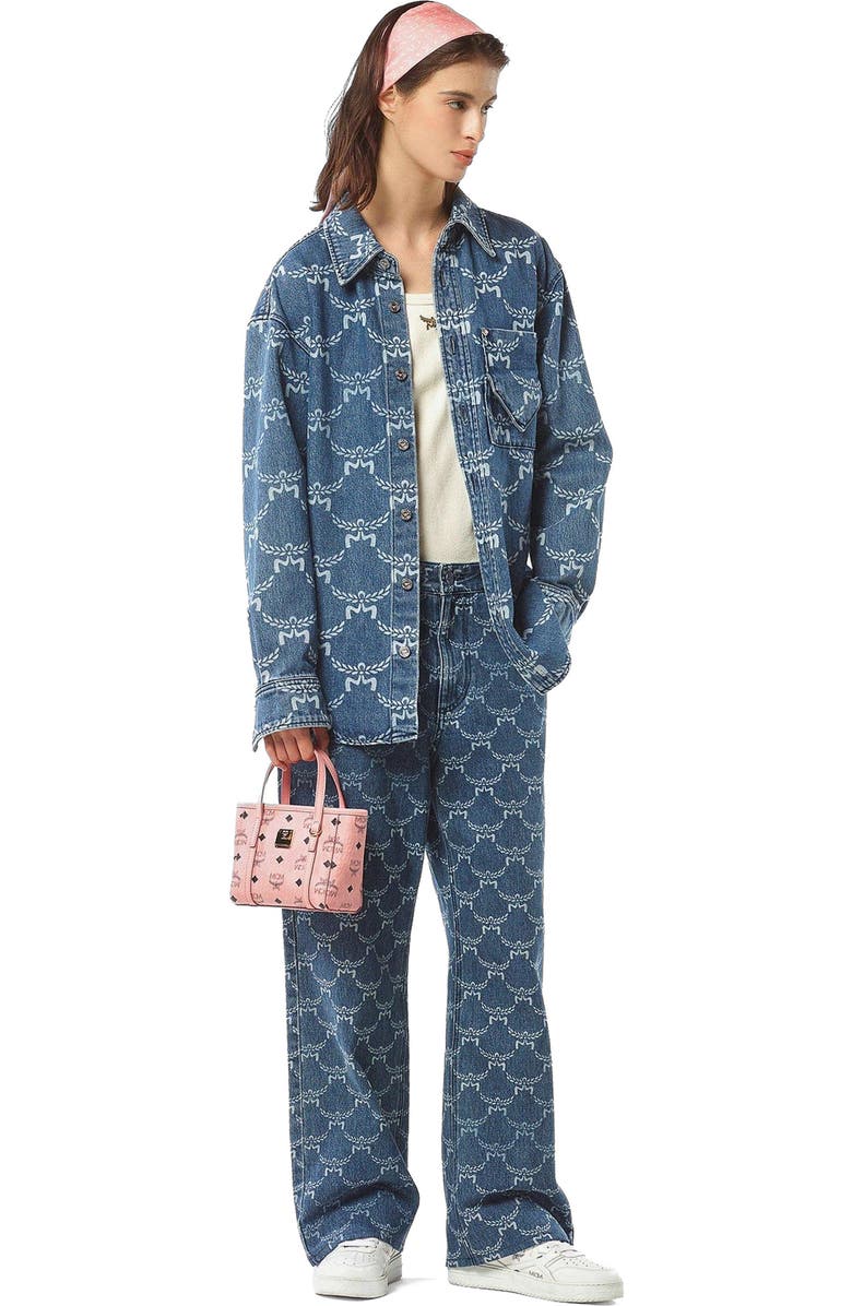 MCM X-Mini Toni Top-Zip Shopper in Visetos, Alternate, color, Pink