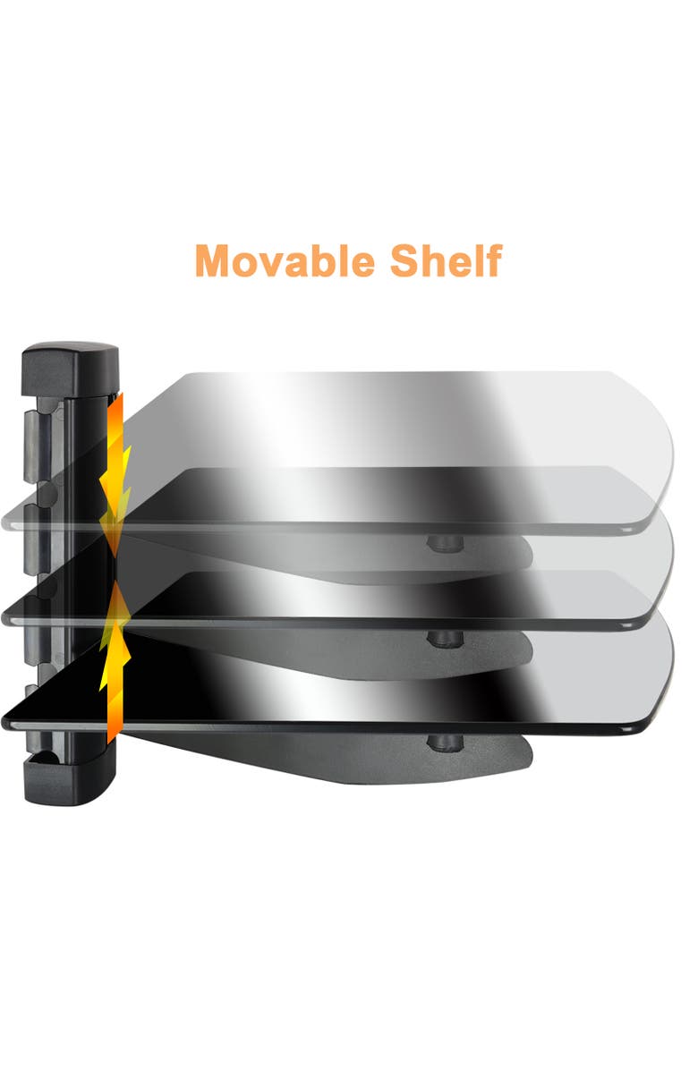 Megamounts Tempered Glass Single Stud 22lb Shelf Wall Mount, Alternate, color, Black