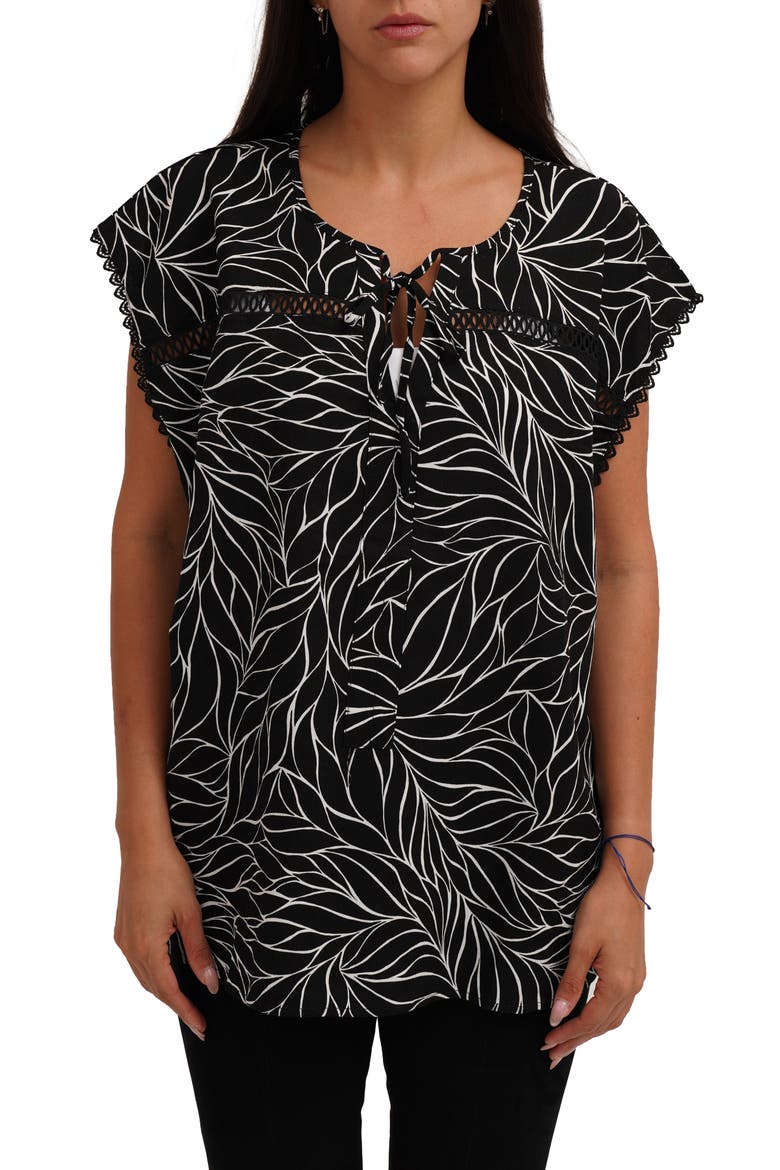 Tie Keyhole Cap Sleeve Top, Main, color, BLAKELY