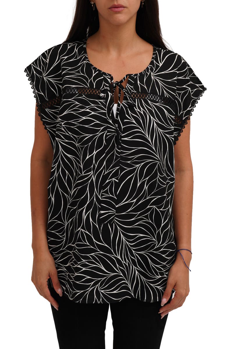 SUNNY LEIGH Tie Keyhole Cap Sleeve Top, Main, color, Blakely