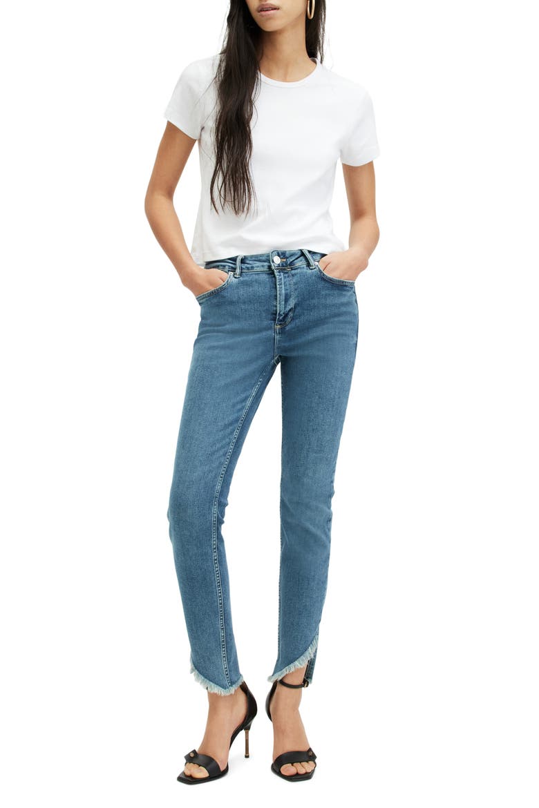 Dax Asymmetric Hem Jeans, Alternate, color, HUNTER BLUE