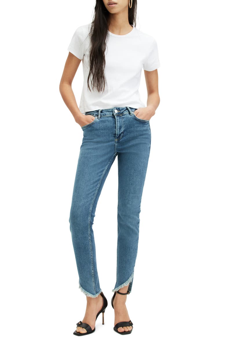 AllSaints Dax Asymmetric Hem Jeans, Alternate, color, 