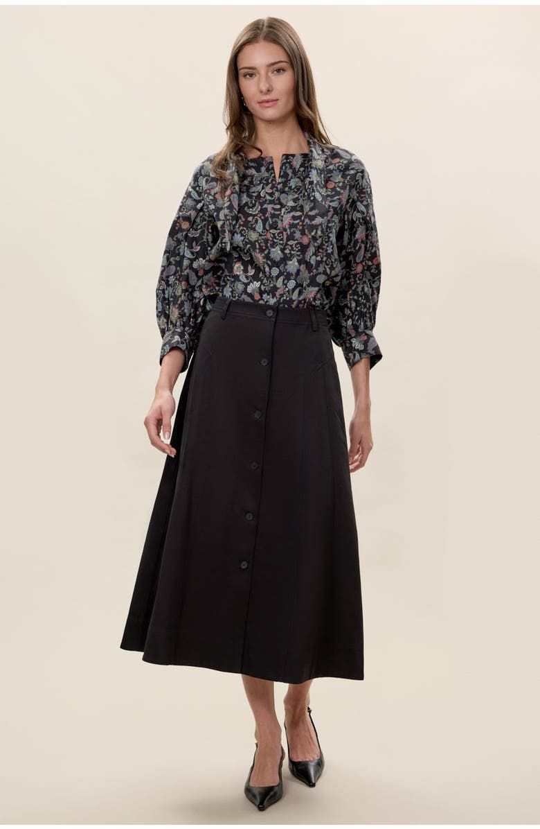 Rebecca Taylor Aurelia Stretch Linen Top, Alternate, color, Navy Multi