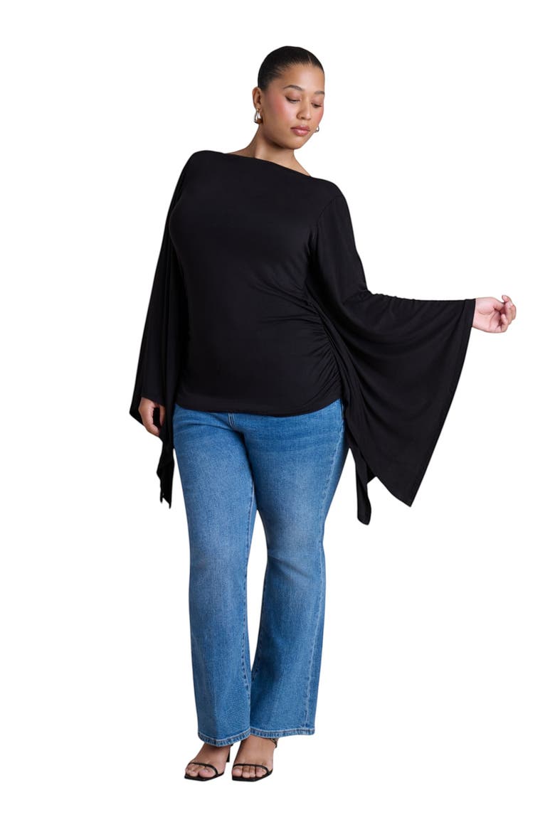 Dramatic Sleeve Shirred Top, Alternate, color, BLACK ONYX
