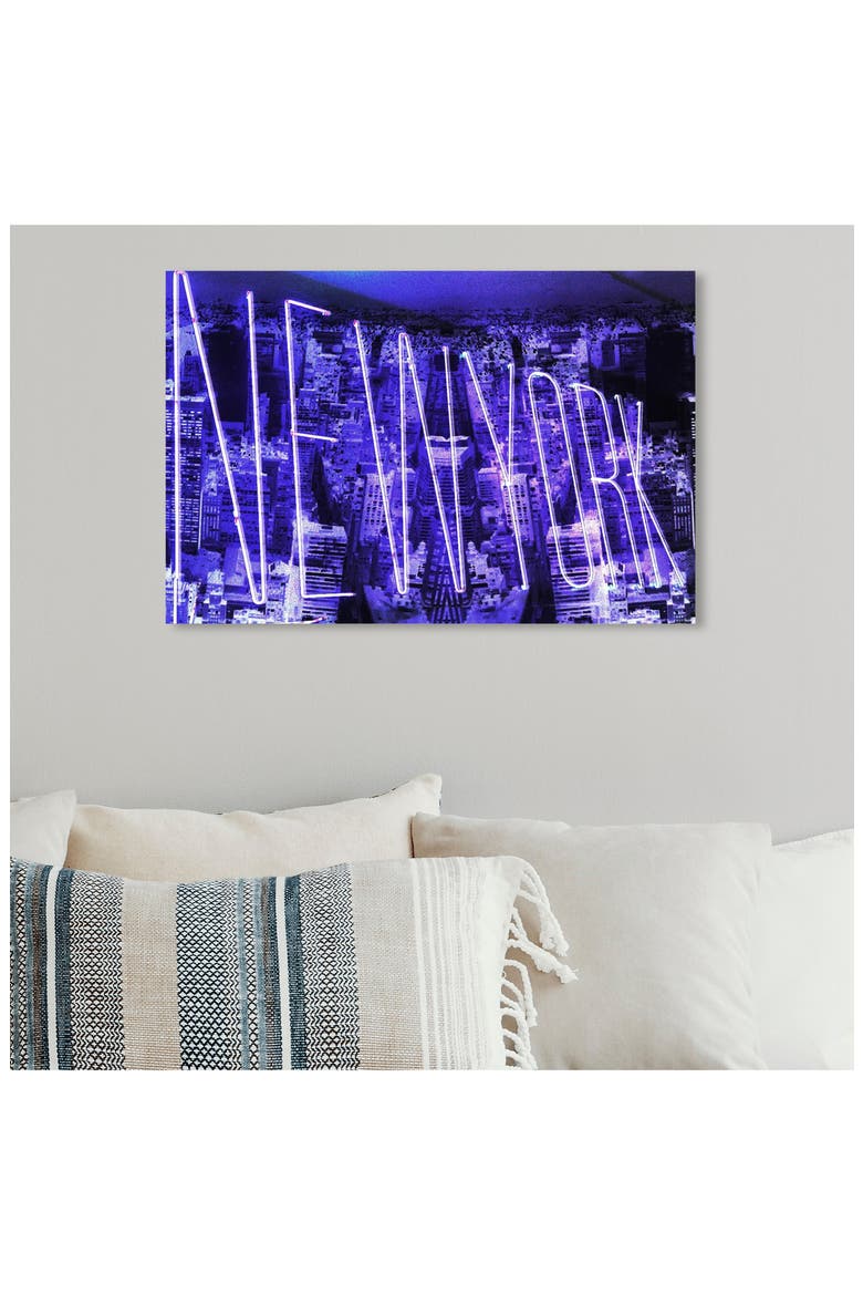 Neon New York City Canvas Wall Art, Alternate, color, PURPLE