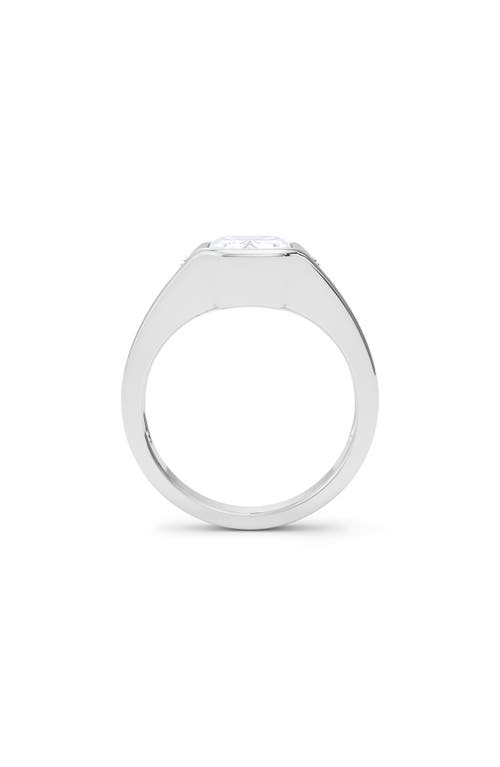 Hautecarat Emerald With Trapezoid Lab Created Diamond Ring In 2.50 Ctw 18k White Gold