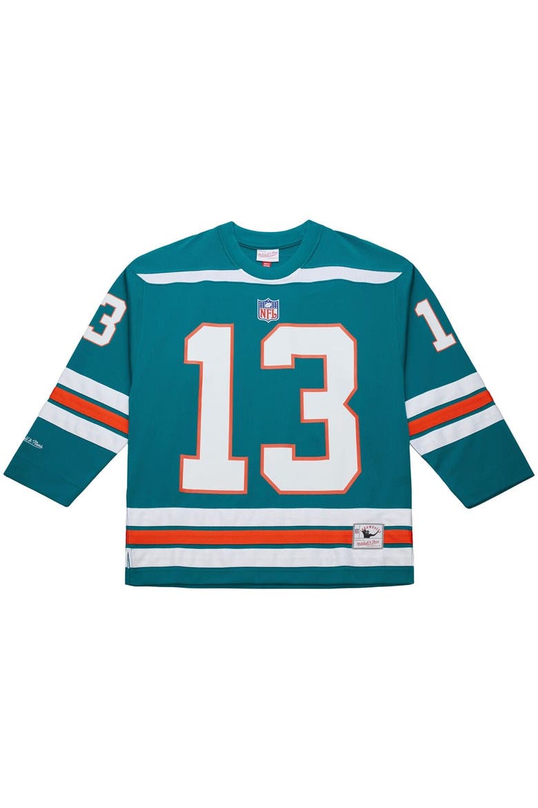 Men's Mitchell & Ness Dan Marino Aqua Miami Dolphins Maxxed Out Fashion Hockey Jersey, Alternate, color, Aqua