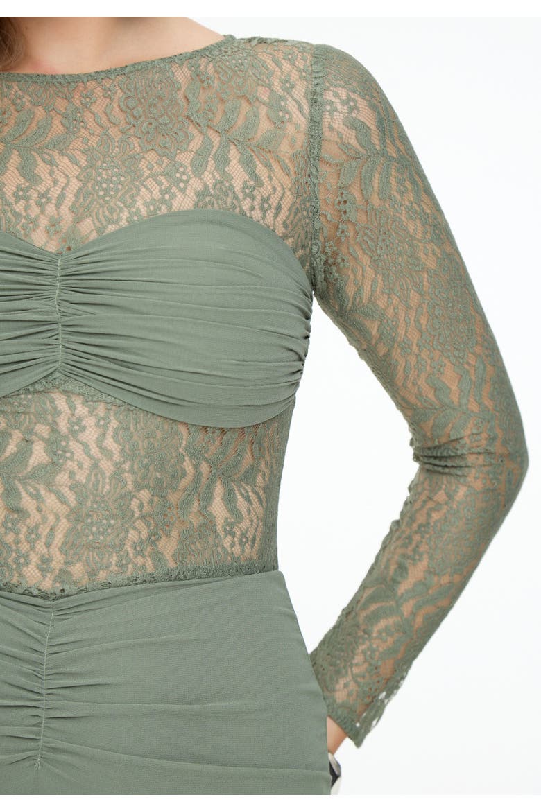 Chiffon Maxi Dress With Ruched detailing, Alternate, color, GREEN