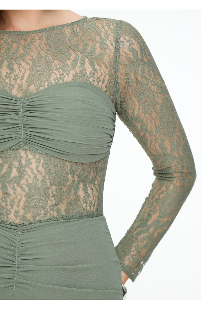 BEAUUT Chiffon Maxi Dress With Ruched detailing, Alternate, color, Green