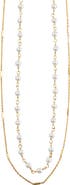 Argento Vivo Sterling Silver Layered Freshwater Pearl Station Necklace
