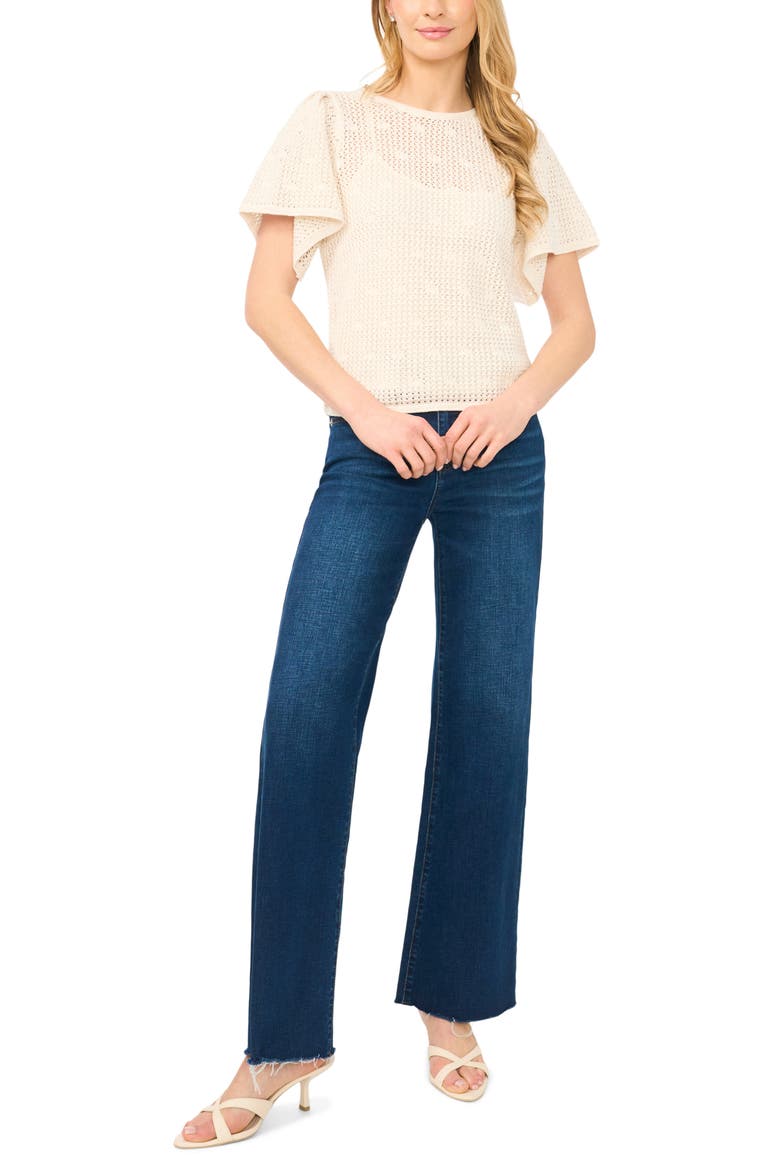 Short Sleeve Sweater, Alternate, color, EGGNOG