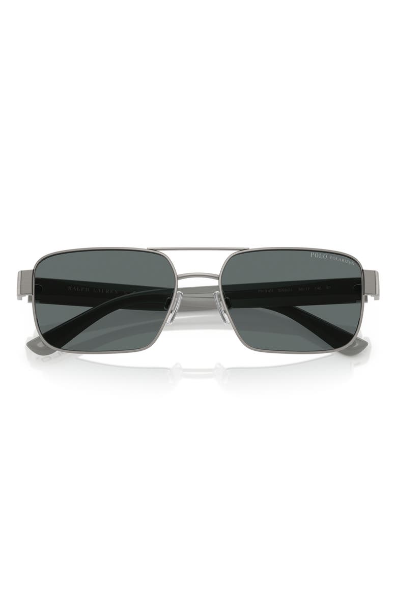 Polo Ralph Lauren 58mm Polarized Rectangle Sunglasses, Alternate, color, Brushed Gunmetal / Dark Grey