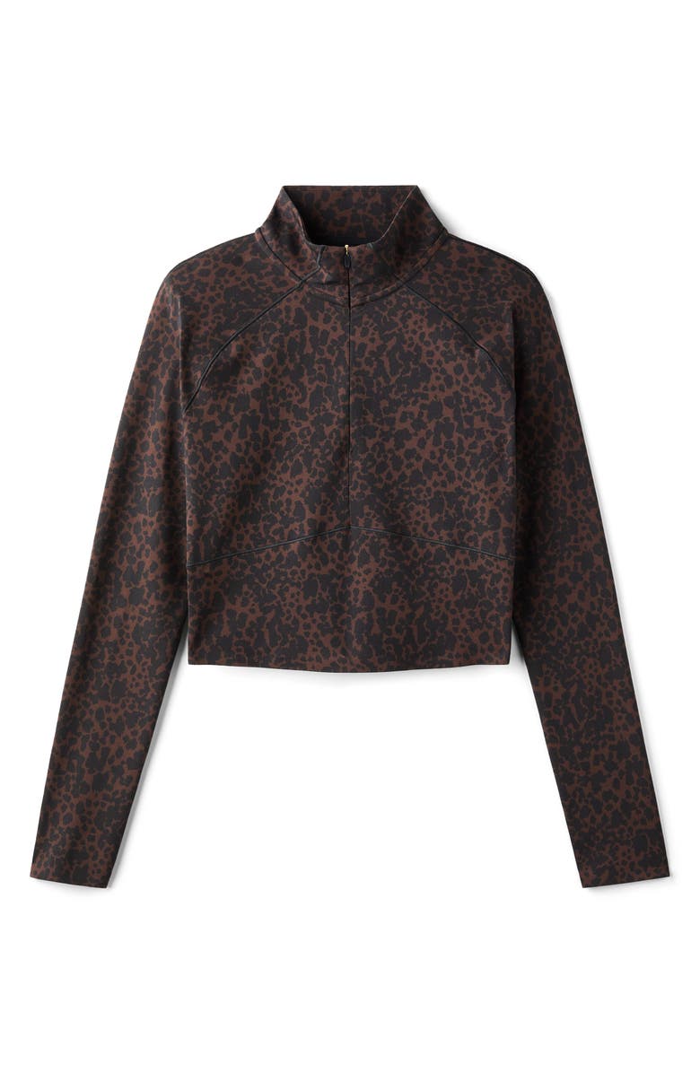 Rhone Revive Leopard Quarter Zip Top, Alternate, color, Java Leopard