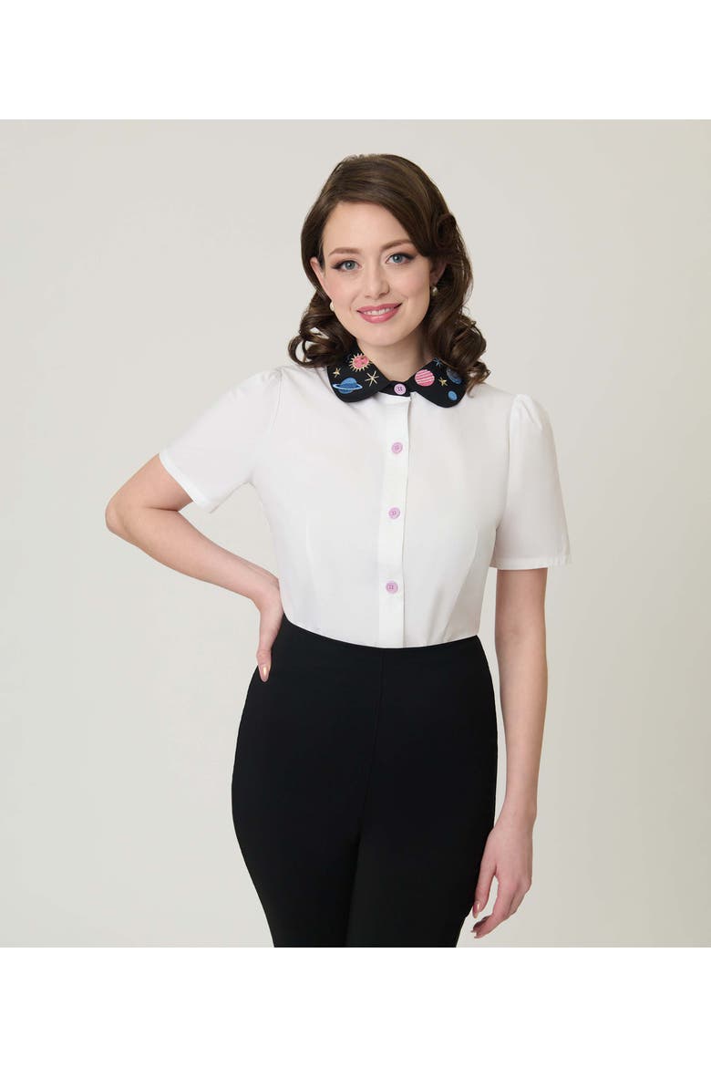 1940s Collared Blouse, Main, color, White W/ Black Collar