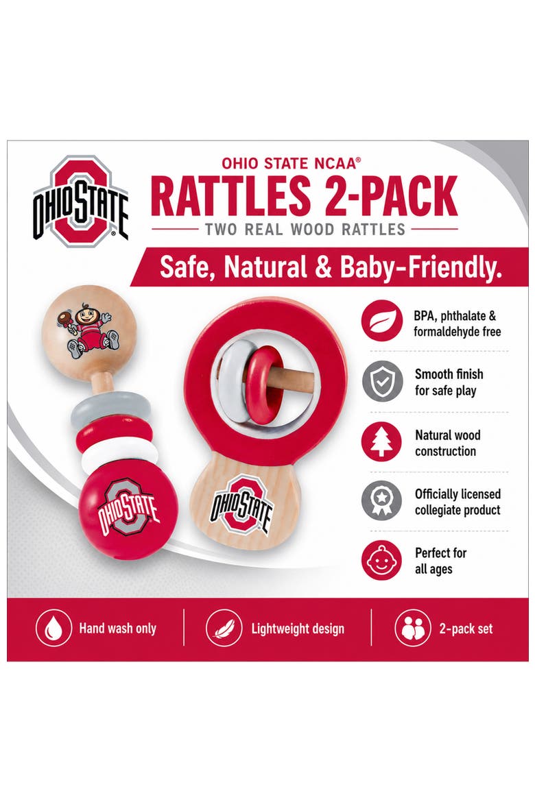 Ohio State Buckeyes Baby Rattles 2-Pack, Alternate, color, Multicolor