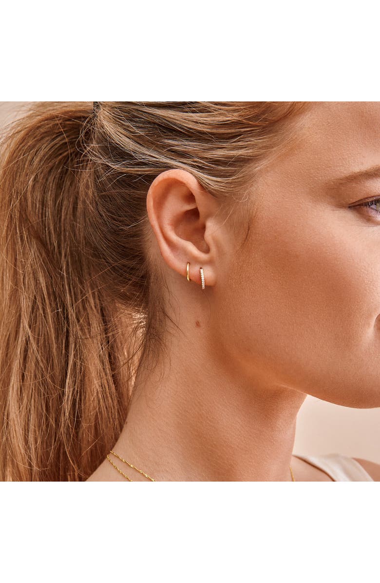 Edge of Ember Pave Diamond Huggies, Alternate, color, Yellow Gold