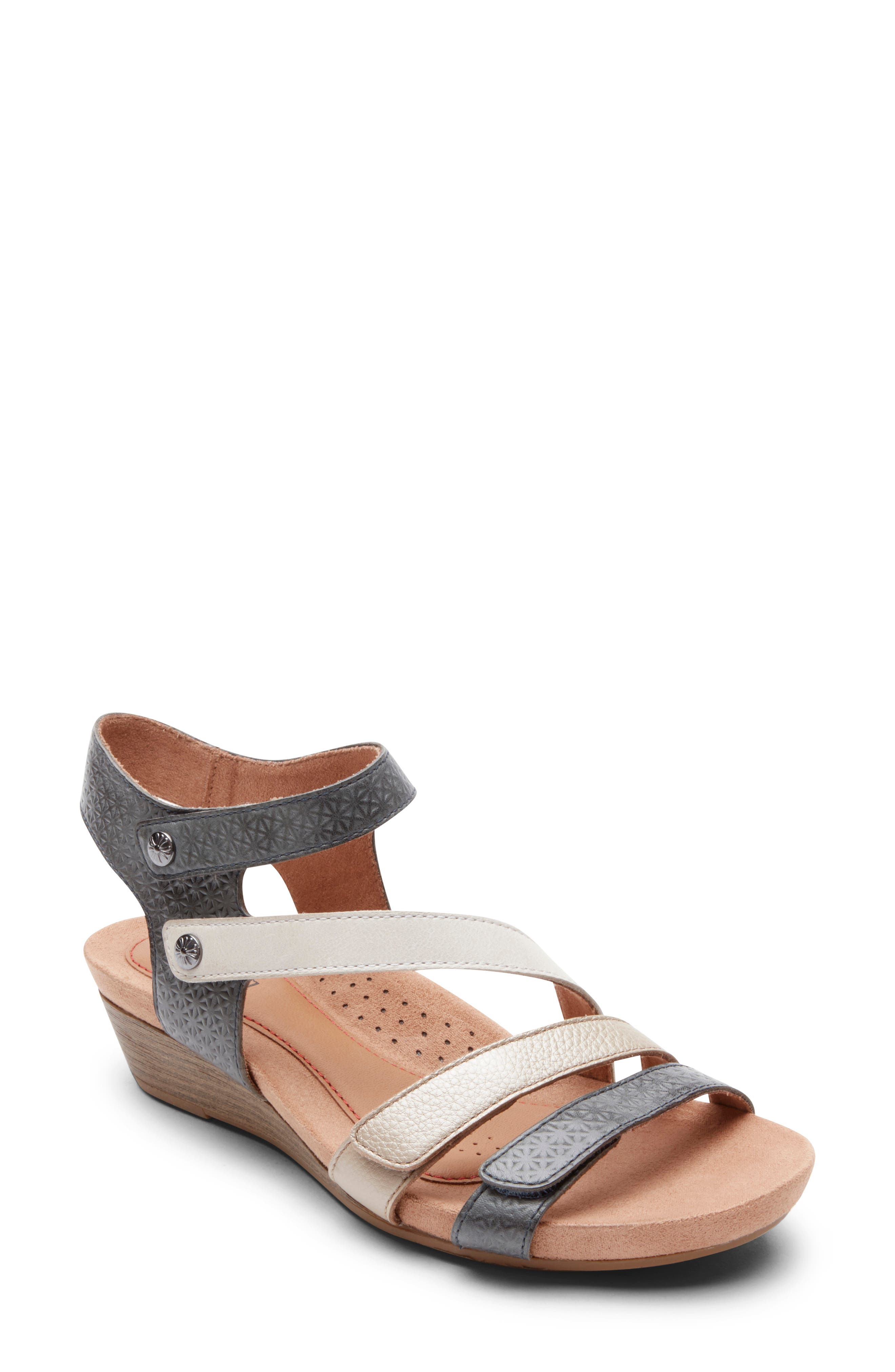 Hollywood Wedge Sandal, Main, color, NAVY/ RED