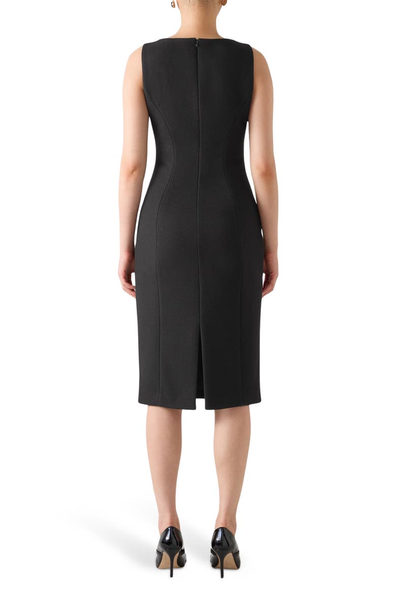 Rosa Piqué Sleeveless Sheath Dress, Alternate, color, BLACK