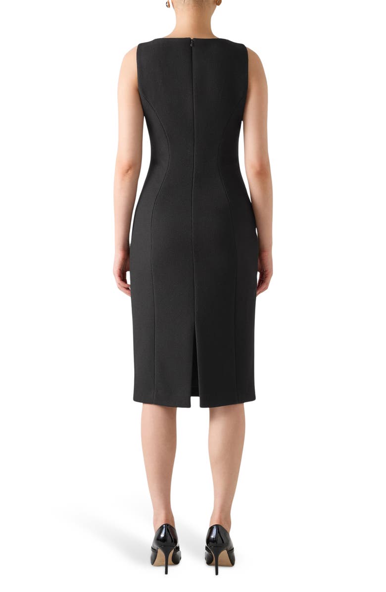 LK Bennett Rosa Piqué Sleeveless Sheath Dress, Alternate, color, Black