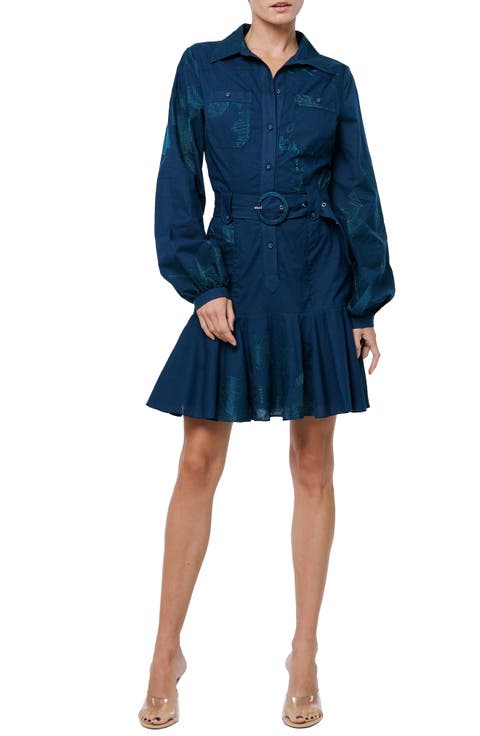 Ina Embroidered Long Sleeve Cotton Shirtdress
