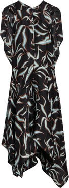 Proenza Schouler Sybella Handkerchief Hem Linen & Silk Metalassé Midi Dress