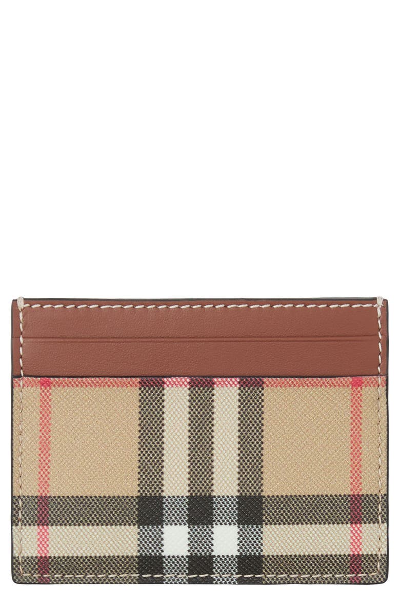 Burberry Sandon Check E-Canvas Card Case, Main, color, 