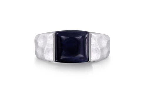 Blue Pietersite Textured Sterling Silver Men Signet Ring