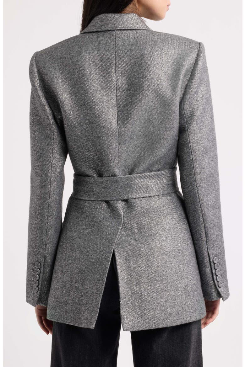 Trinity Metallic Tie Waist Wool Blend Jacket, Alternate, color, GREY