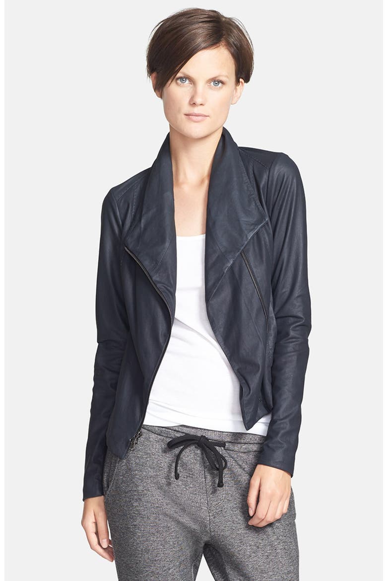 'Paper' Leather Scuba Jacket, Main, color, COASTAL