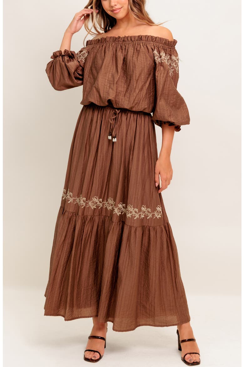 Off The Shoulder Top, Alternate, color, BROWN