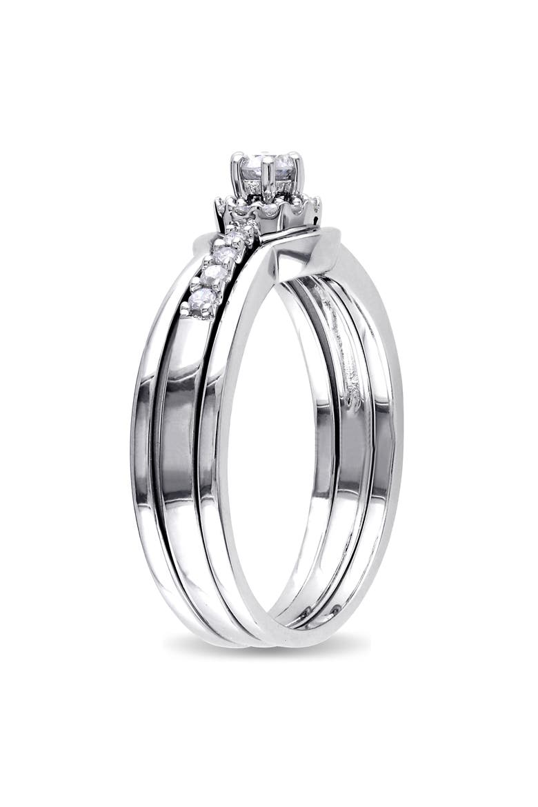 Diamond Halo 3-Piece Bridal Ring Set, Alternate, color, Sterling Silver