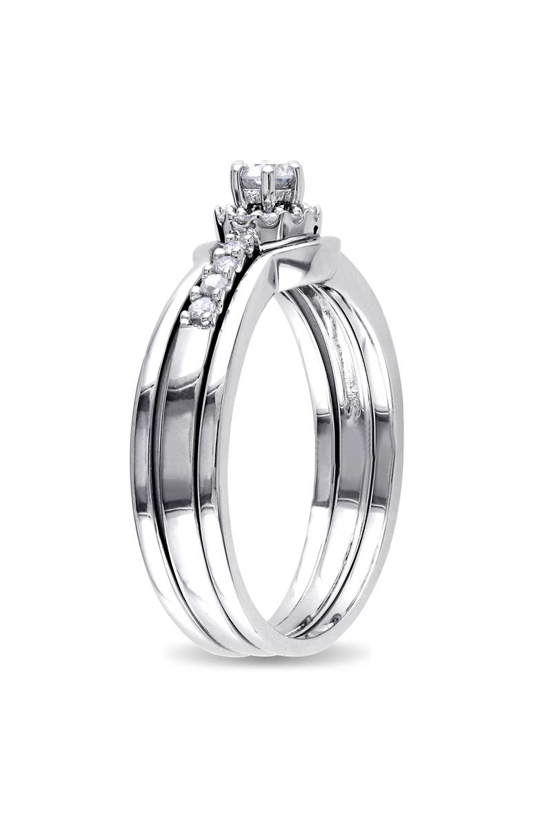 Julianna B. Diamond Halo 3-Piece Bridal Ring Set, Alternate, color, Sterling Silver