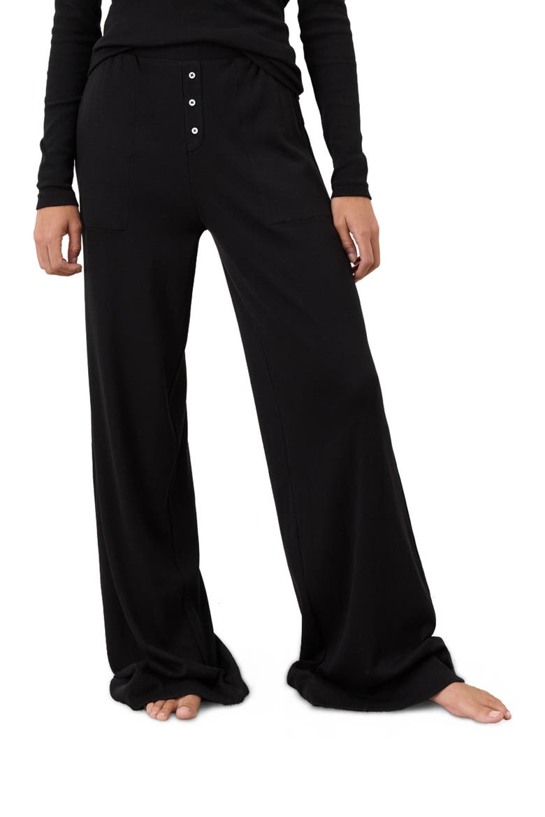 Dream Rib Wide Leg Lounge Pant Made With Organic Cotton, Alternate, color, Black