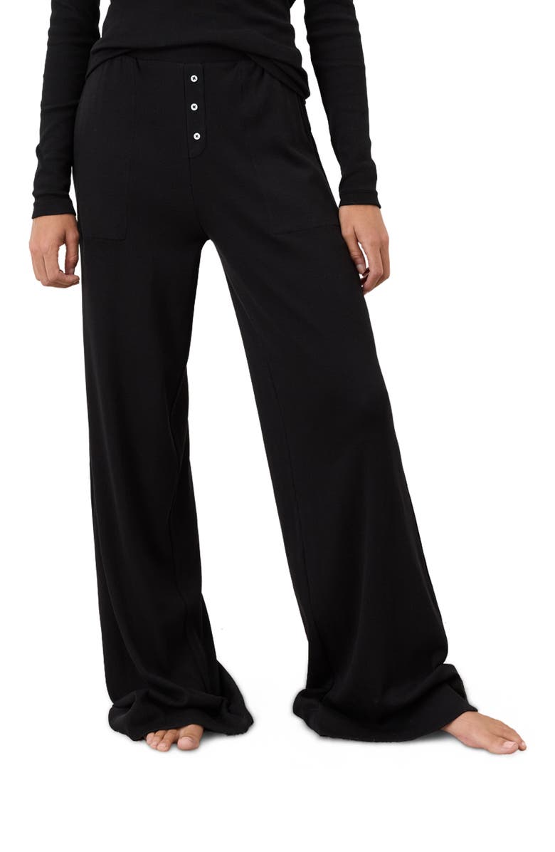 Pact Dream Rib Wide Leg Lounge Pant Made With Organic Cotton, Alternate, color, Black