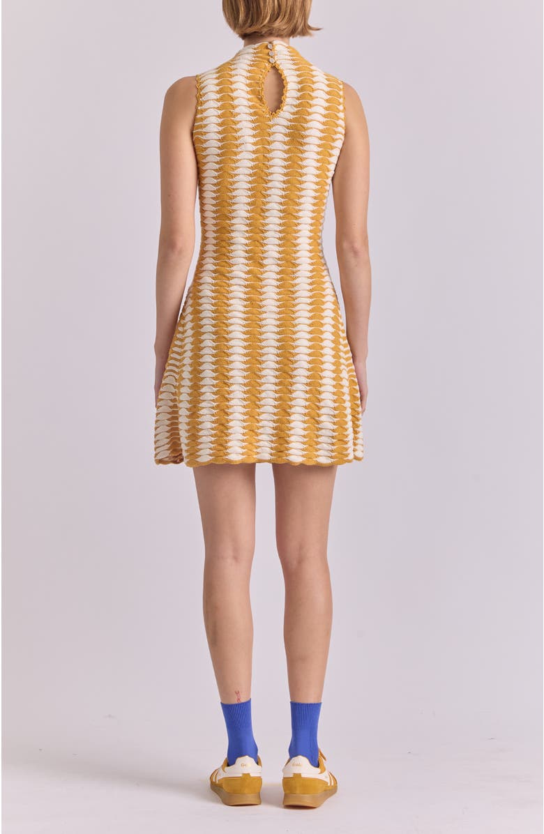 De Loreta Monte Slip-on Mock Neck Knit Mini Dress, Alternate, color, Yellow White