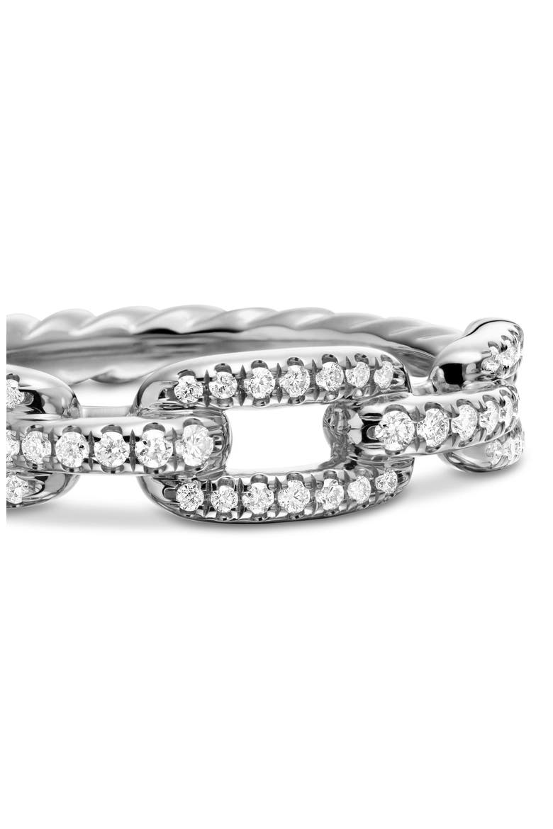 Stax Single Row Pave Chain Link Ring with Diamonds in 18K White Gold, Alternate, color, WHITE GOLD