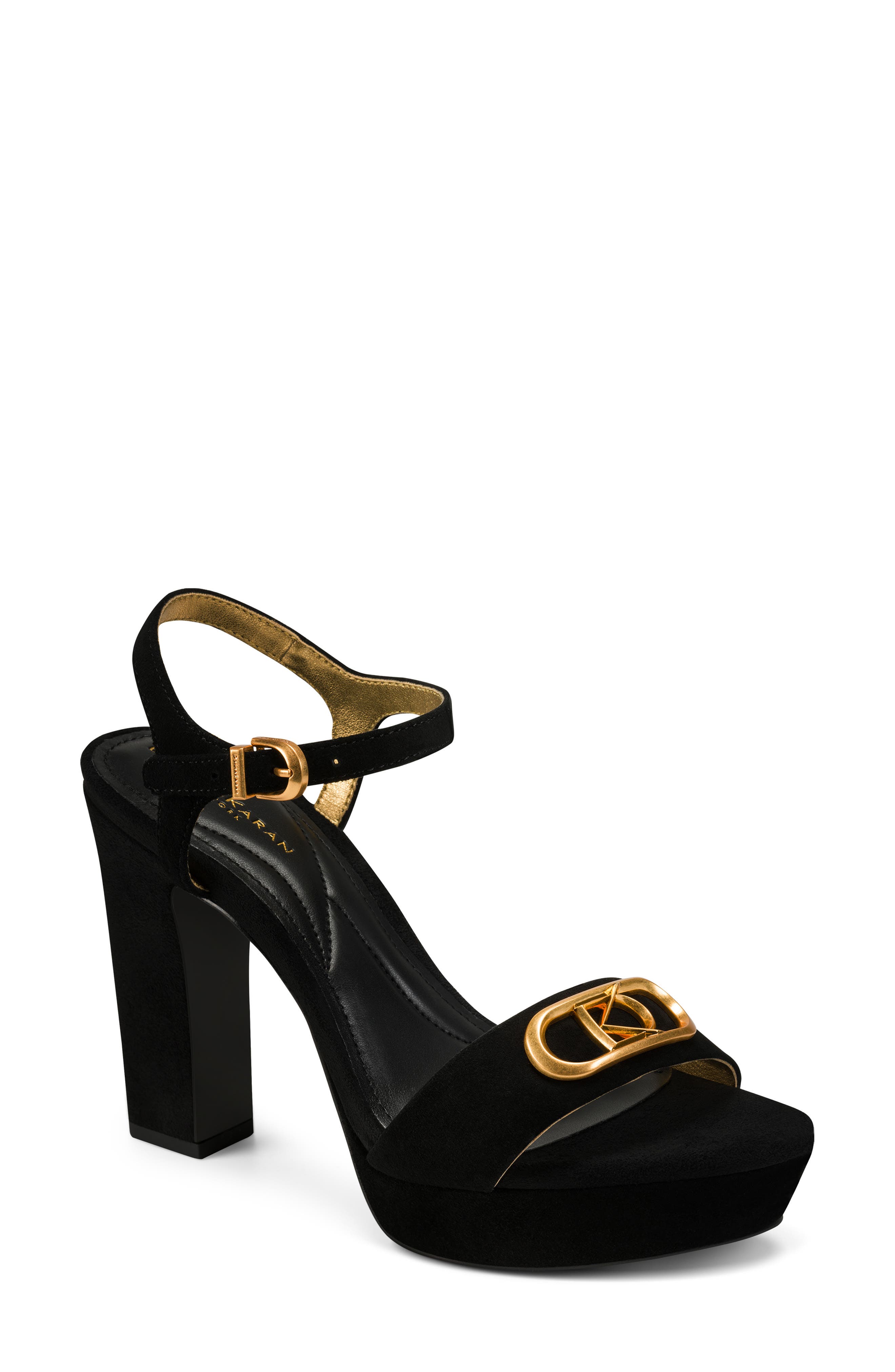 Donna Karan New York Shepard Ankle Strap Platform Sandal, Main, color, Black