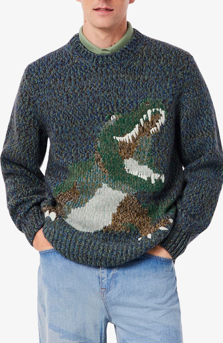 Lacoste Classic Fit Crocodile Intarsia Sweater, Main, color, Bleu France Mouline