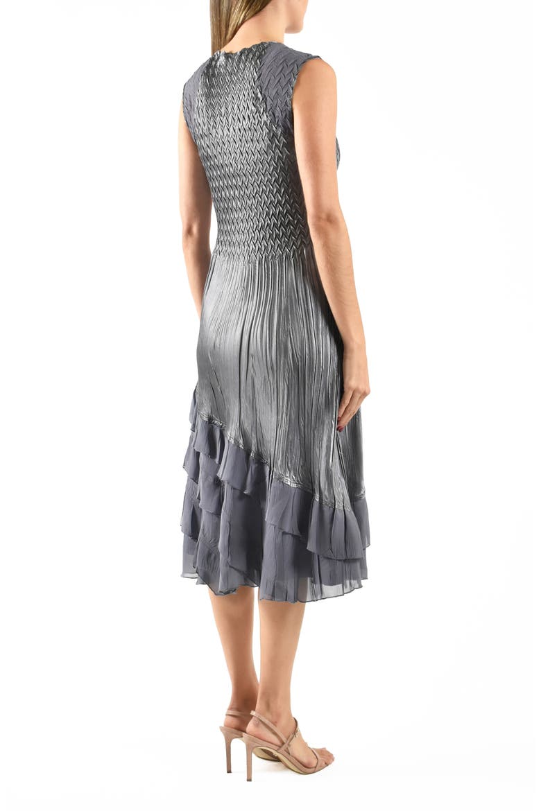 Tiered Charmeuse & Chiffon Cocktail Dress with Jacket, Alternate, color, TRUE STEEL