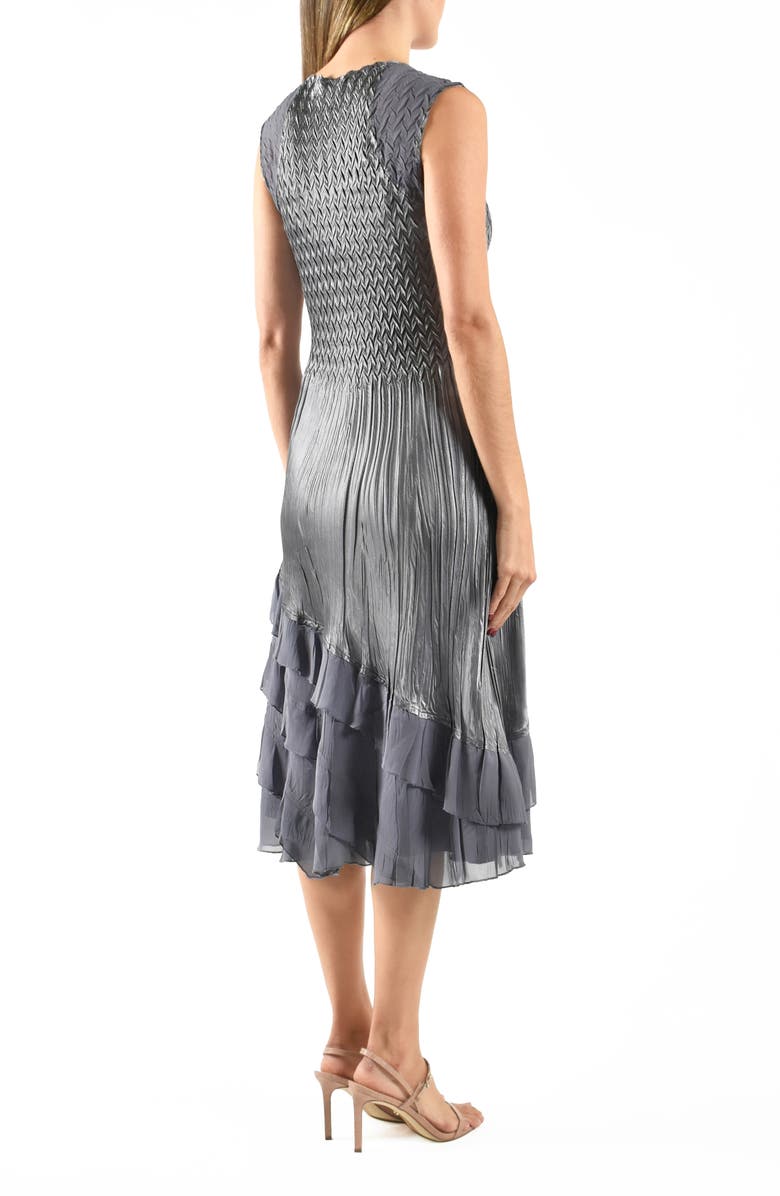 Komarov Tiered Charmeuse & Chiffon Cocktail Dress with Jacket, Alternate, color, True Steel