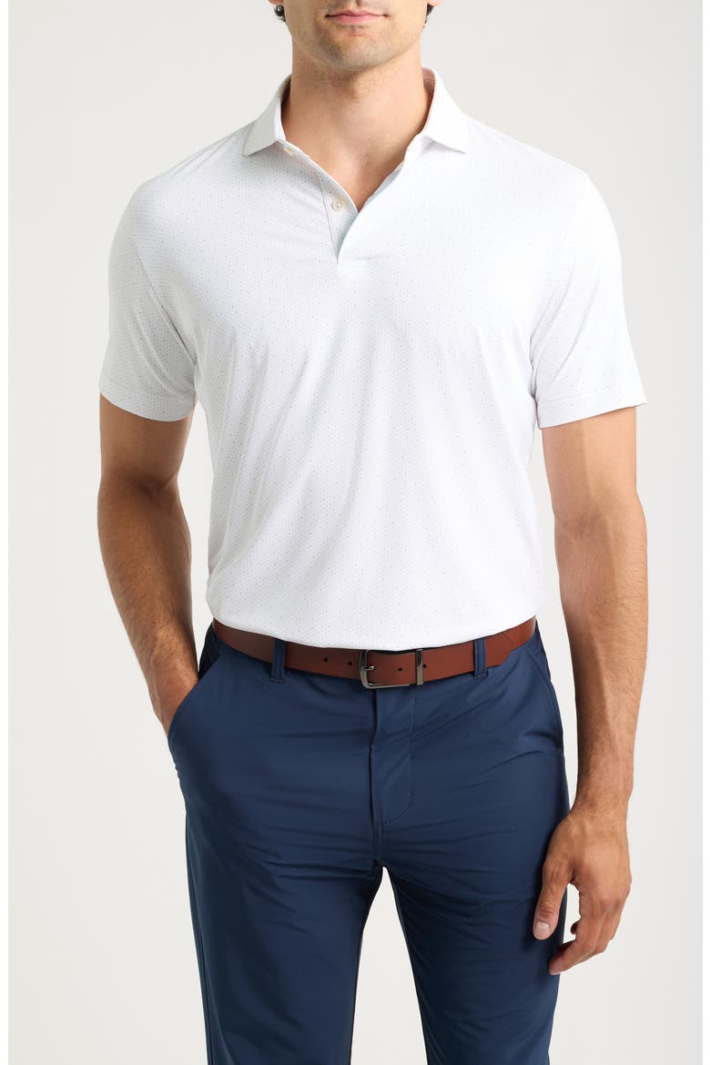 Tenuto Microprint Crown Crafted Performance Jersey Golf Polo, Main, color, WHITE