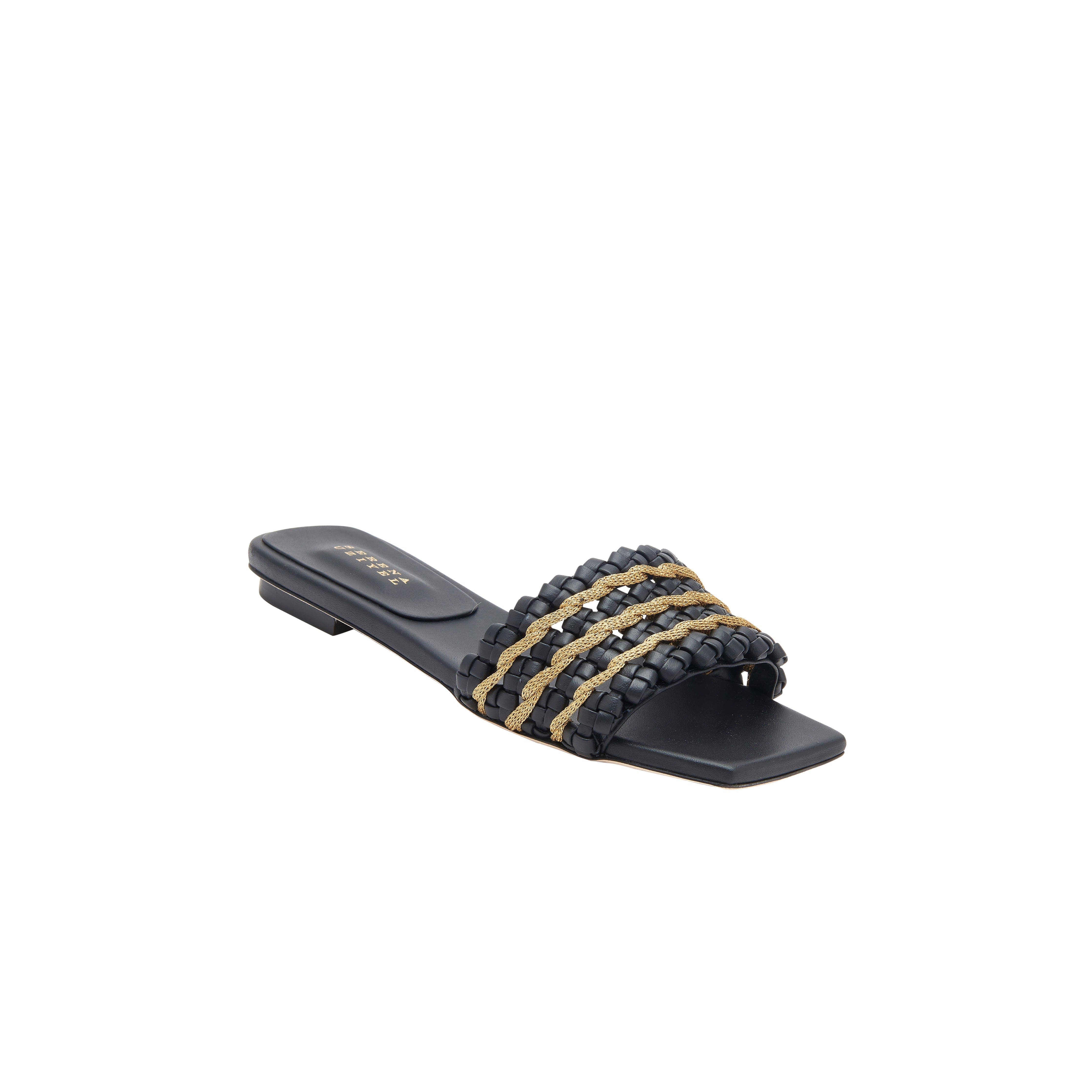 Aurnia Black Flat Sandal, Alternate, color, Black